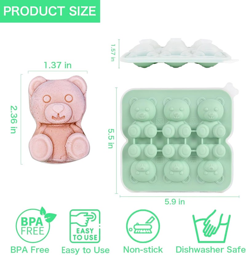 Nerien Bear Ice Cube Tray Mold - 3D Bear Shape Ice Cube Trays, Cute Ice Cube Molds for Whiskey Bourbon, 4-Hole Large Fun Shapes Ice Cube Trays, Funny Bear Gifts for Bear Lovers Women Men - Image 2
